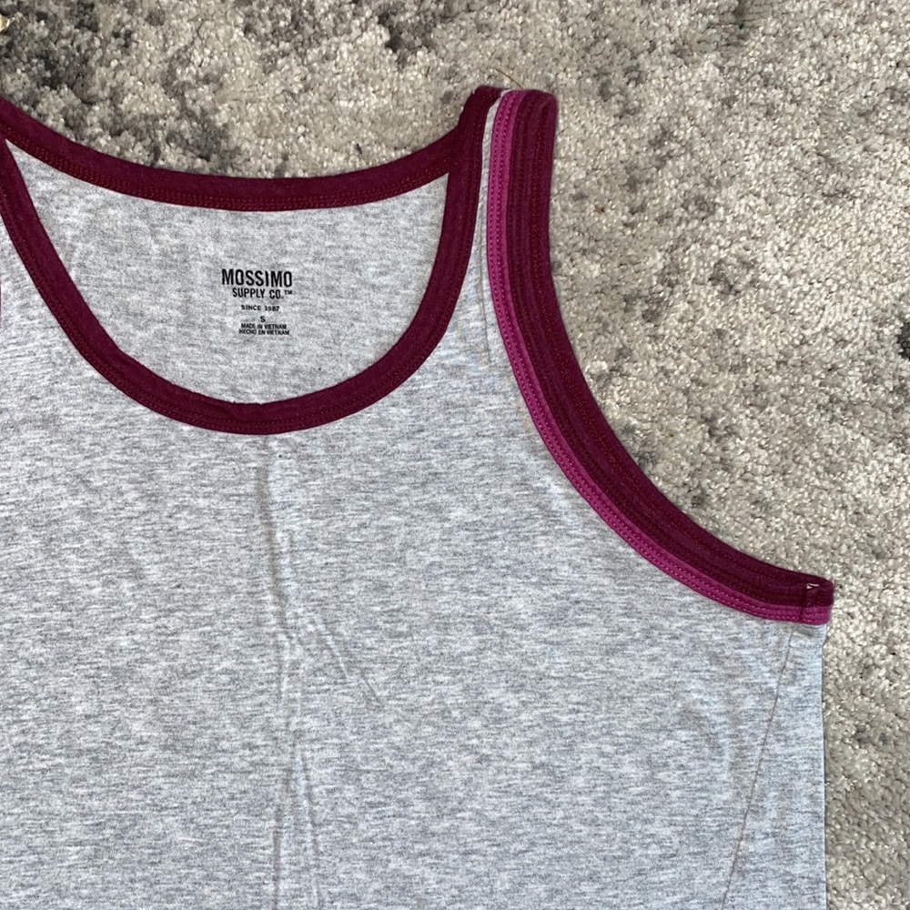 ✌🏼Mossimo Grey Maroon Ringer Crop Tank Top Sml